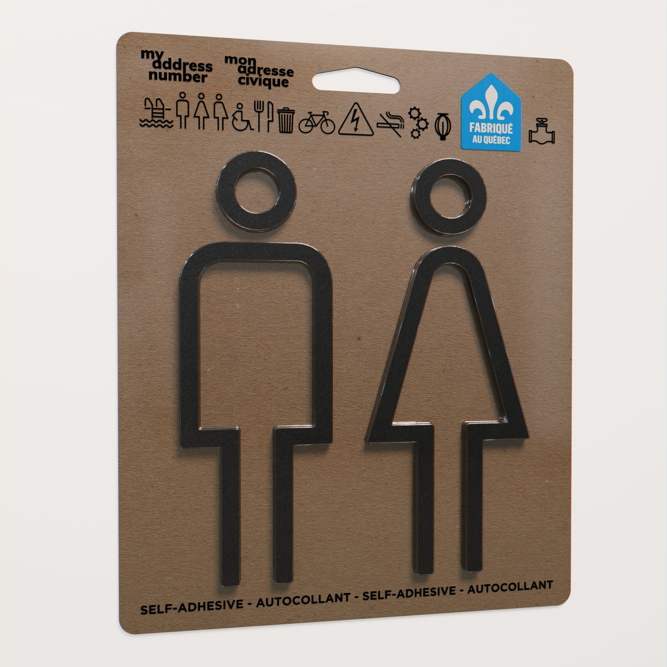 Acrylic adhesive pictograms for indoor signage