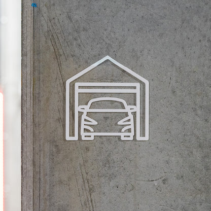 Pictogramme Garage blanc, vue rapprochée