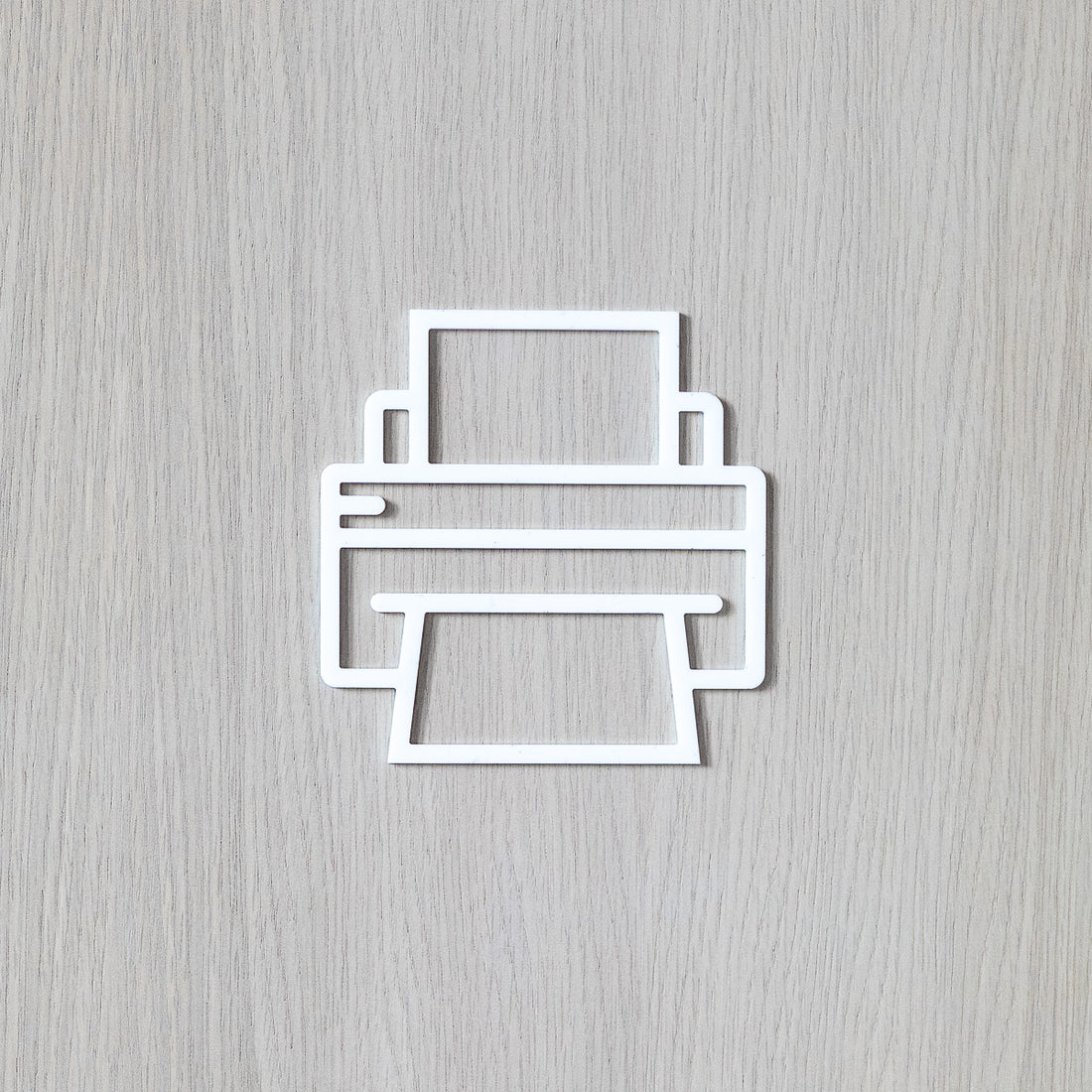 Pictogramme Imprimante blanc, vue rapprochée
