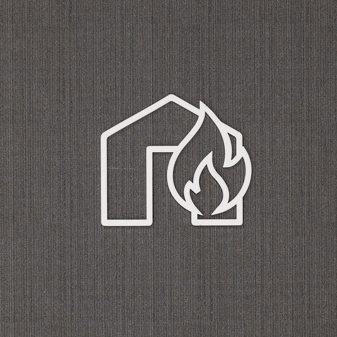 Pictogramme Panneau incendie blanc, vue rapprochée