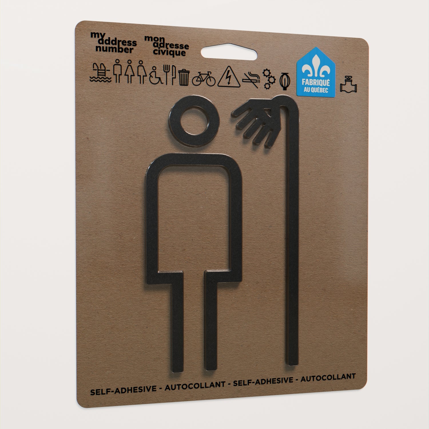 Acrylic adhesive pictograms for indoor signage