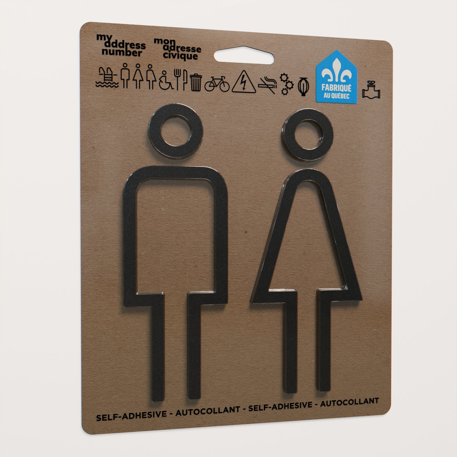 Acrylic adhesive pictograms for indoor signage