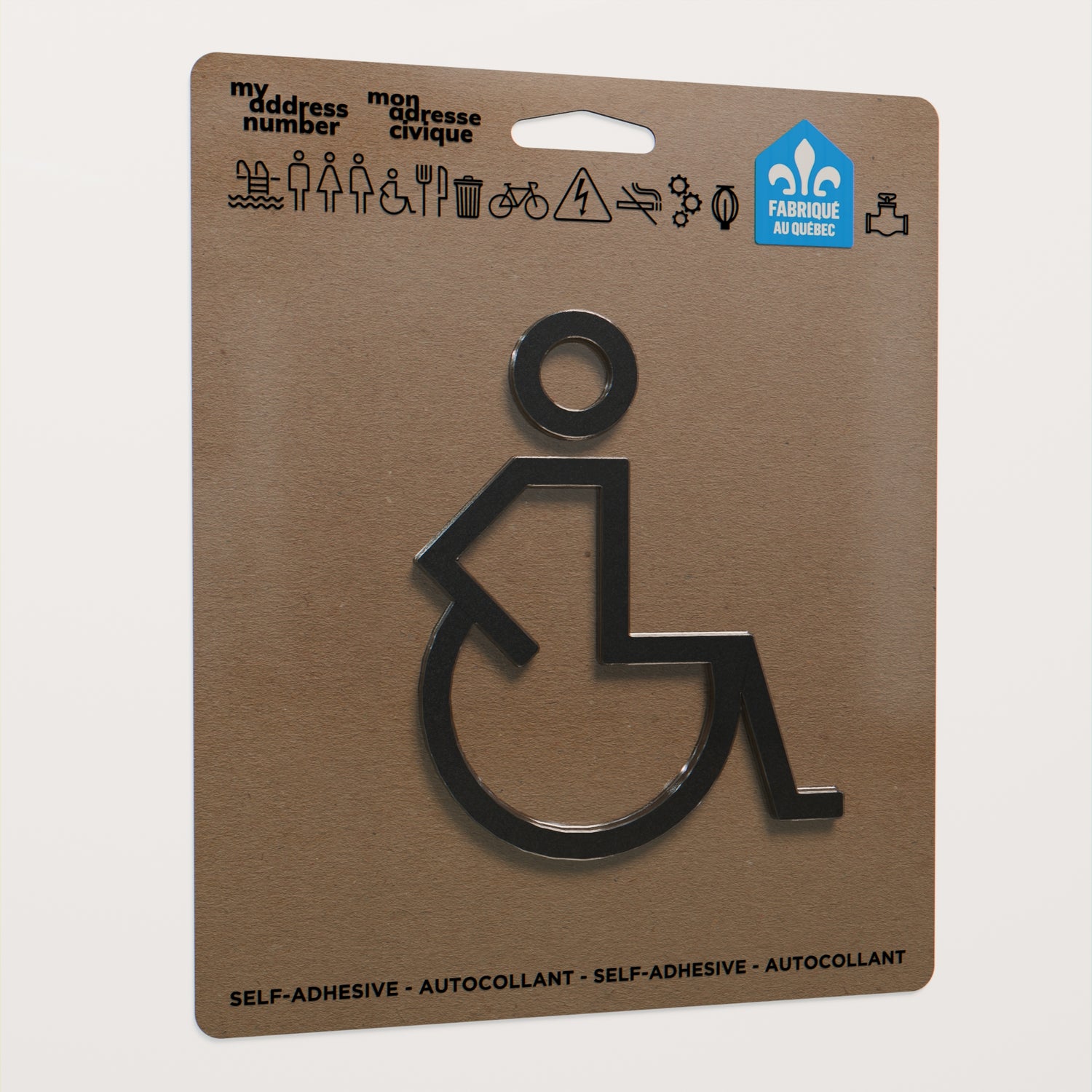 Acrylic adhesive pictograms for indoor signage
