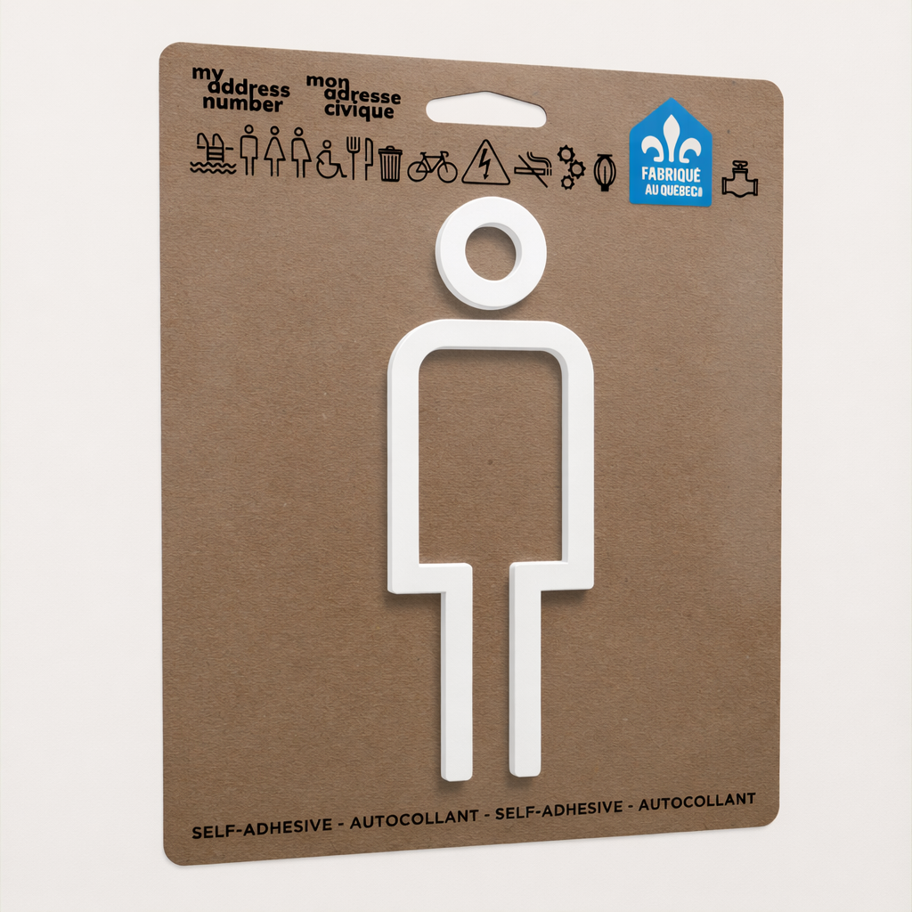 Acrylic adhesive pictograms for indoor signage